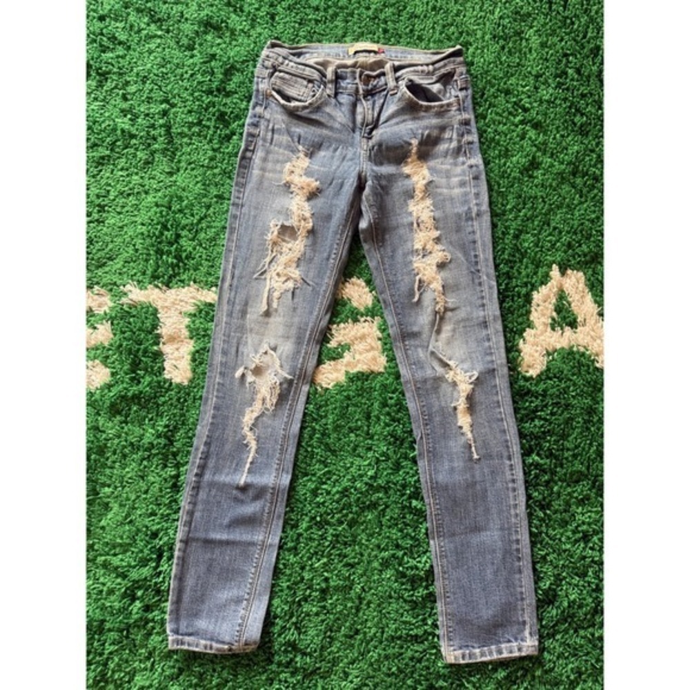 Eunina Jeans USA Womens Size 7 Distressed Ripped Blue Denim Skinny‎ Jeans